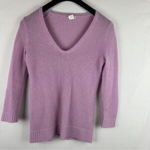 J. Crew purple eyelet loose knit cashmere sweater size S